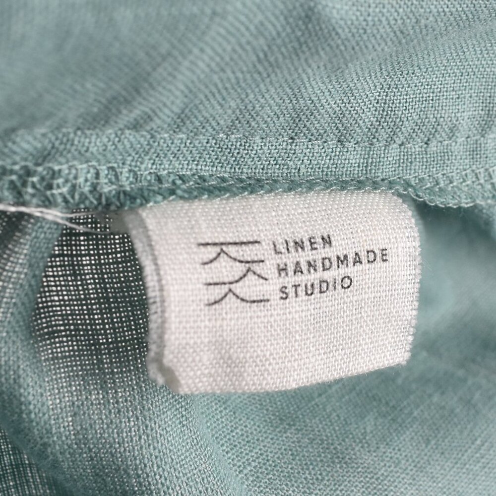 Linen Handmade Studio Open Back Madeleine Midi Dress Teal - 6 - Picture 10 of 11